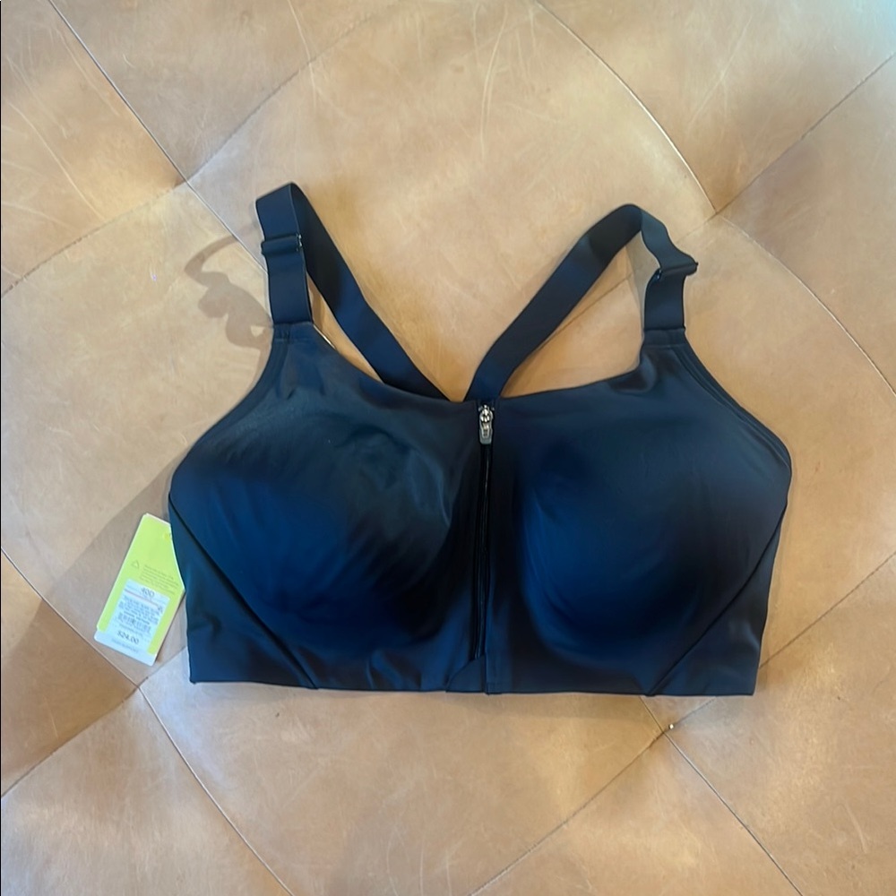 All in Motion Black High-Impact Sports Bra with Front-Zip
